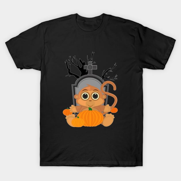 Halloween Monkey T-Shirt by adamzworld